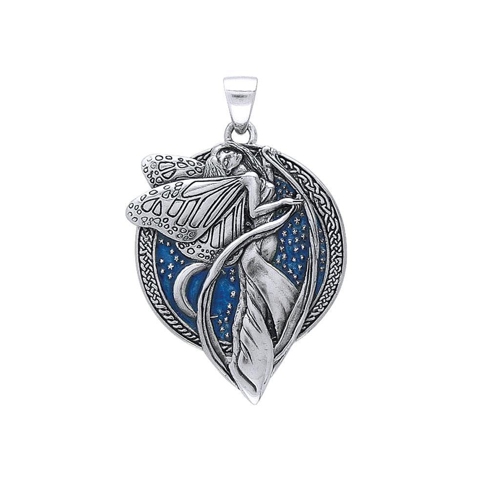 Moonlight Faery Sterling Silver Pendant with Enamel TP3431MBL - Jewelry
