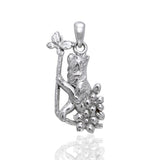 Kitty Cat with Butterfly Silver Pendant TP899 - Jewelry