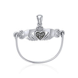 Celtic Triskele Claddagh Charm Holder Sterling Silver Pendant TP942