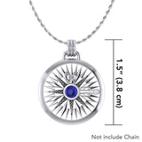 Lift up your head and be guided ~ Celtic Knotwork Compass Rose Sterling Silver Pendant with Gemstone TPD075 - Jewelry