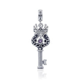 Crown Key Sterling Silver Pendant with Gemstone TPD3285 - Jewelry