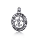 Fleur De Lis Celtic Knotwork Silver Pendant TPD336 - Jewelry
