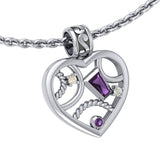 Fantastic Contemporary Design Heart Silver Pendant with Gemstones TPD3506 - Jewelry