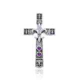 Enlightened by the symbolism of Fleur-de-Lis in the sacred cross ~ Sterling Silver Jewelry Pendant TPD356