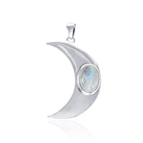 Glow in the Light of the Beautiful Crescent Moon ~ Sterling Silver Jewelry Pendant with Gemstone TPD4059 - Jewelry