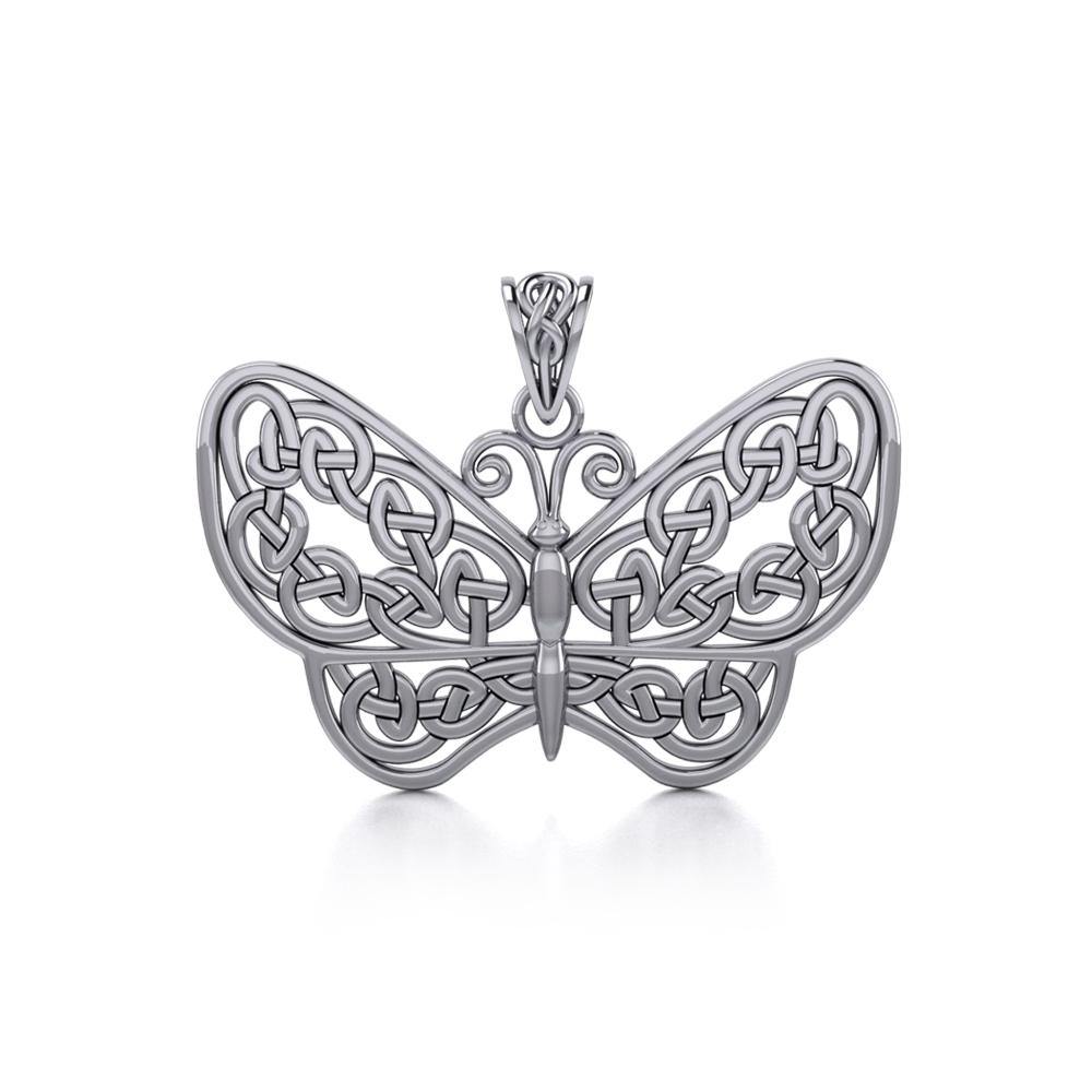 Your wings are ready to fly! ~ Sterling Silver Jewelry Celtic Knotwork Butterfly Pendant TPD4119 - Jewelry
