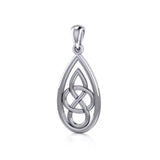 Teardrop Celtic Knotwork Sterling Silver Pendant TPD4197