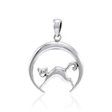 Cat Crescent Moon Pendant TPD4234 - Jewelry