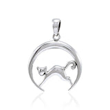 Cat Crescent Moon Pendant TPD4234 - Jewelry