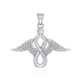 Angel Wings and Infinity Symbol with Gemstone Silver Pendant TPD4949 - Jewelry