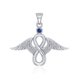 Angel Wings and Infinity Symbol with Gemstone Silver Pendant TPD4949 - Jewelry