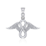 Angel Wings and Infinity Symbol with Gemstone Silver Pendant TPD4949 - Jewelry