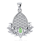 Flower of Life and Lotus with Gemstone Silver Pendant TPD4958 - Jewelry
