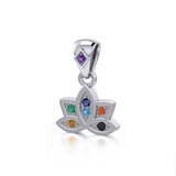 Lotus with Chakra Gemstone Silver Pendant TPD4961