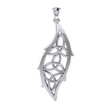 Triple Trinity Knots Leaf Sterling Silver Pendant TPD5028 - Jewelry