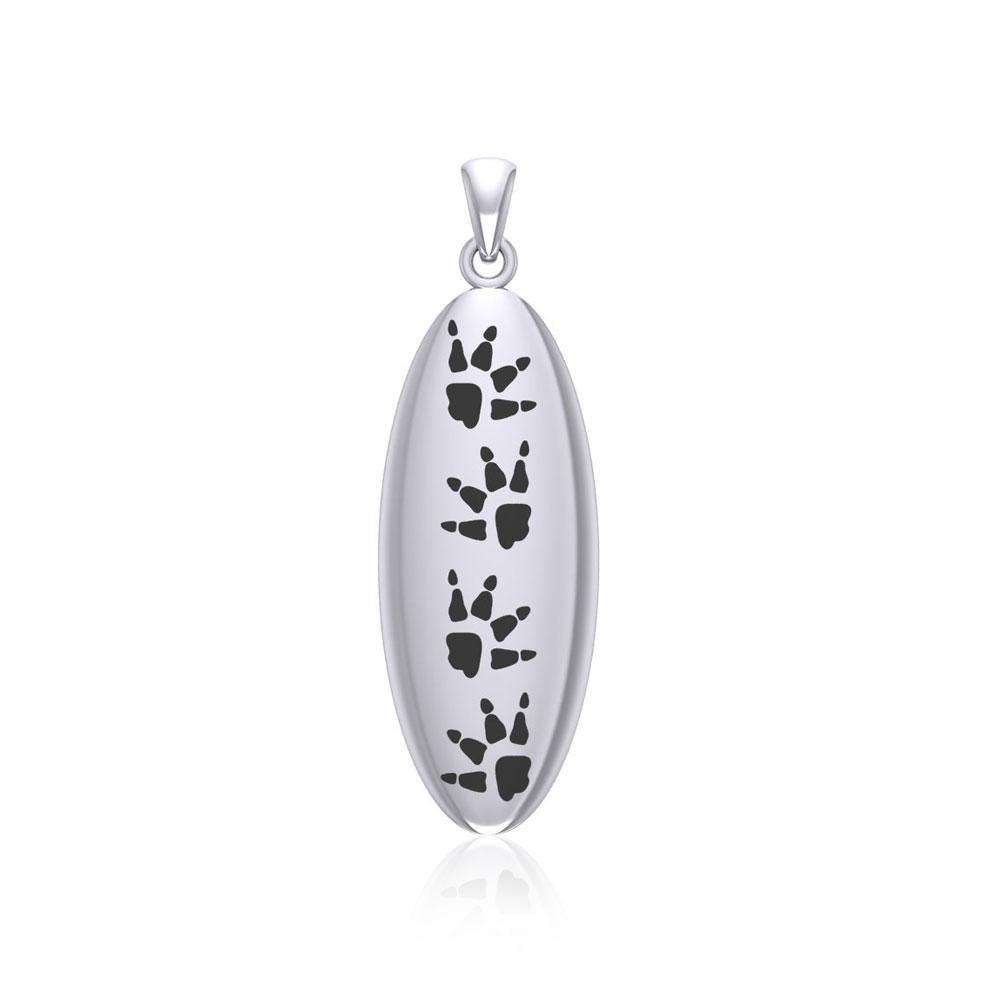 Wolf Tracks Sterling Silver Large Pendant TPD5063 - Jewelry