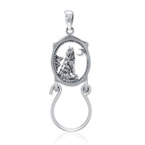 Baying Wolf Silver Charm Holder Pendant TPD5082 - Jewelry