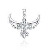 Phoenix with Fleur De Lis Sterling Silver Pendant TPD5089