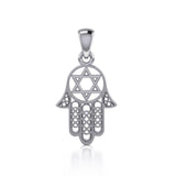 Hamsa Star of David Sterling Silver Pendant TPD5090