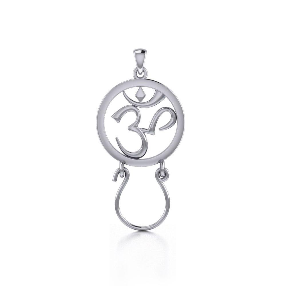 Om Sterling Silver Charm Holder Pendant TPD5095 - Jewelry