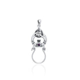 Claddagh Triquetra Silver Charm Holder Pendant with Gemstone TPD5098