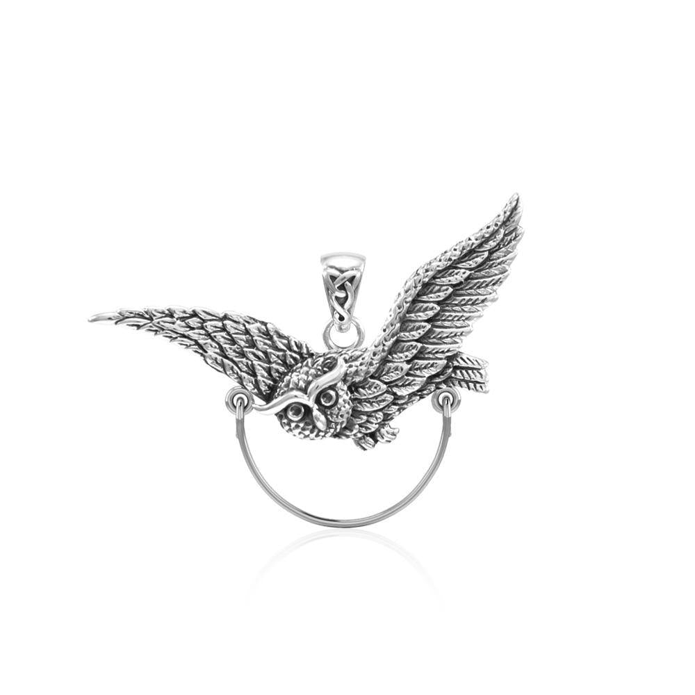 Owl Sterling Silver Charm Holder Pendant TPD5100 - Jewelry