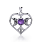 Triple Goddess Love Peace Sterling Silver Pendant with Gemstone TPD5106