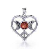 Triple Goddess Love Peace Sterling Silver Pendant with Gemstone TPD5106 - Jewelry