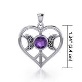 Triple Goddess Love Peace Sterling Silver Pendant with Gemstone TPD5106 - Jewelry