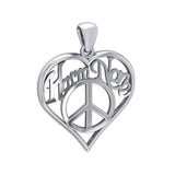 Love Peace Angel Wings Silver Pendant with Gemstone TPD5110 - Jewelry