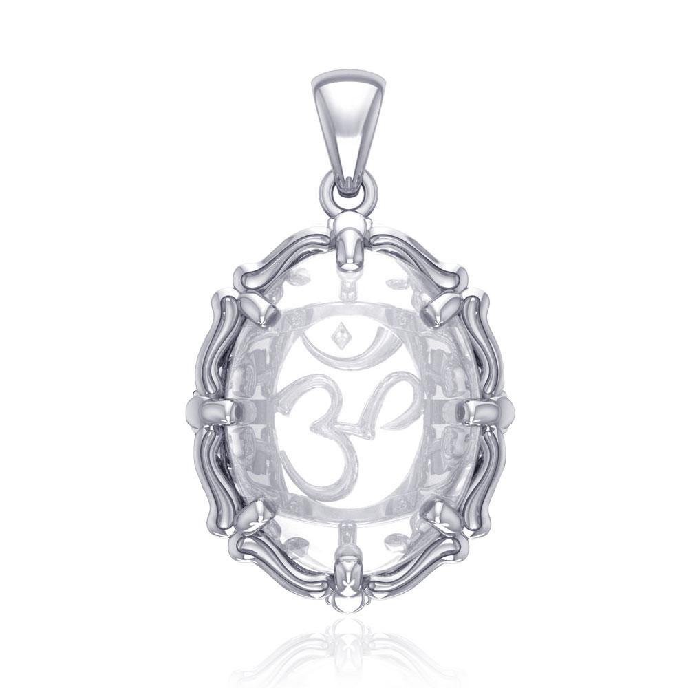 Om Sterling Silver Pendant with Natural Clear Quartz TPD5111 - Jewelry