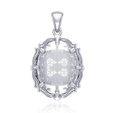 Flower of Life Sterling Silver Pendant with Natural Clear Quartz TPD5116