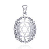 Pentacle of David Sterling Silver Pendant with Natural Clear Quartz TPD5117