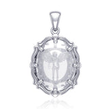 Michael Archangel Sterling Silver Pendant with Natural Clear Quartz TPD5121 - Jewelry