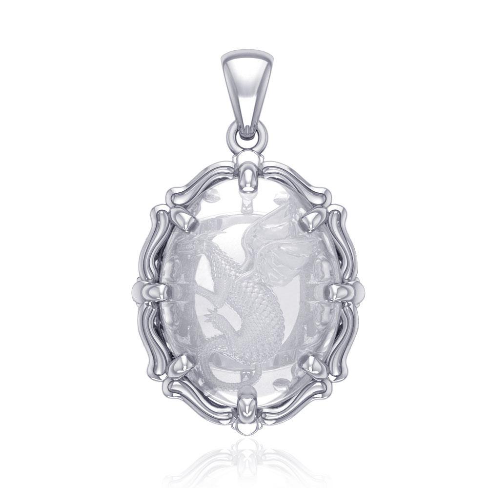 Beyond the dragon fierce presence -  Sterling Silver Pendant with Natural Clear Quartz TPD5122 - Jewelry