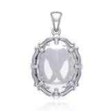 Angel Wings Sterling Silver Pendant with Natural Clear Quartz TPD5125 - Jewelry