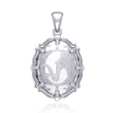 Mermaid Sterling Silver Pendant with Natural Clear Quartz TPD5127 - Jewelry