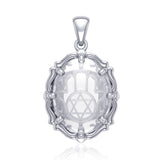 Hamsa Hand and Star of David Sterling Silver Pendant with Natural Clear Quartz TPD5128