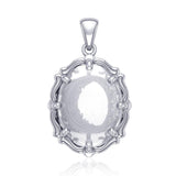 Crescent Moon Sterling Silver Pendant with Natural Clear Quartz TPD5130