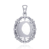 Crescent Moon Sterling Silver Pendant with Natural Clear Quartz TPD5130 - Jewelry