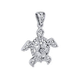 One meaningful step at a time ~ Sterling Silver Sea Turtle Filigree Pendant Jewelry TPD5139 - Jewelry