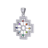 A symbol of the old cultures ~ Silver Inka Cross Pendant with Chakra Gemstone TPD5140