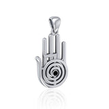 Healer Hand Symbol Silver Pendant with Gemstone TPD5158