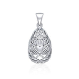 Teardrop Shape Celtic Claddagh Silver Pendant TPD5165 - Jewelry