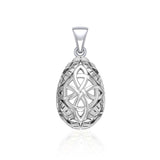 Teardrop Shape  Celtic Four Point Knot Silver Pendant TPD5166