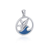Sterling Silver Whale in the Wave Pendant TPD5175 - Jewelry