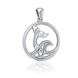 Sterling Silver Round Whale Tail Pendant with Celtic Wave TPD5187 - Jewelry