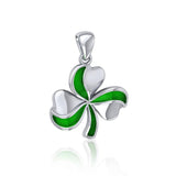 Lucky Shamrock Clover Silver Pendant with Enamel TPD5194