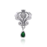 Renowned affirmation of Celtic tradition ~Sterling Silver Jewelry Scottish Thistle Pendant with Gemstone accent TPD687 - Jewelry