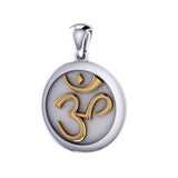 Om Meditation Silver and Gold Pendant TPV1229 - Jewelry